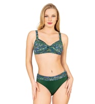 Endeep Kadın Yüksek Bel Toparlayıcı Yeşil Parıltılı Bikini Takımı