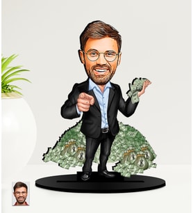 Kişiye Özel Para Babası  Karikatürlü  Mdf Biblo (Çok Renkli)