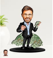 Kişiye Özel Para Babası  Karikatürlü  Mdf Biblo (Çok Renkli)