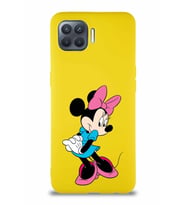 Oppo Reno 4 Lite Soft Premier Kapak Minnie Mouse-F Tasarımlı Silikon Kılıf - Sarı (Şeffaf)