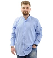 Mode XL Büyük Beden Erkek Gömlek Uzun Kol Likralı Keten Gömlek U20385 Mavi