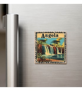 Angola Angola - Posta Pulu Temalı Ülke - Baskılı Buzdolap Magneti Kare - 9x9 cm