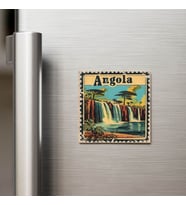 Angola Angola - Posta Pulu Temalı Ülke - Baskılı Buzdolap Magneti Kare - 9x9 cm