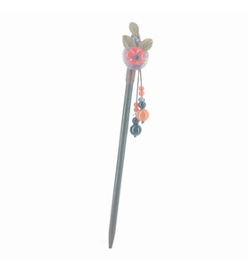 TEDZ COLLECTION Siyah İnci Çiçekli Püsküllü Topuz Çubuğu