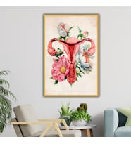 Metal Çerçeveli Cam Kadın Doğum Poliklinik Tablosu Soft Uterus (Gold)