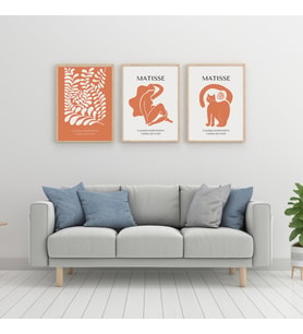 Turuncunun Büyüsü Matisse  Duvar Tablosu Çerçeveli 3'lü Set Ahşap Renk 21 x 30 Boyut/Ebat (Standart)