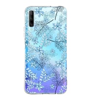 Huawei P Smart Pro Uyumlu Kapak Floral Mavi Tasarımlı Şeffaf Silikon Kılıf