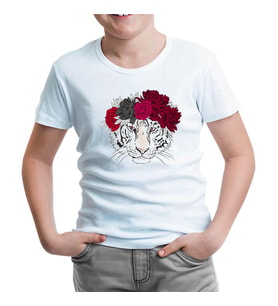 Purple Pink - Kaplan Beyaz Çocuk Tshirt