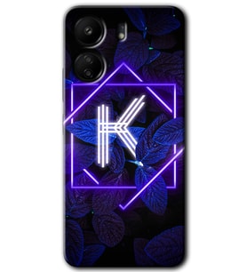 Xiaomi Redmi 13C Kılıf HD Desen Baskılı Kılıf - Dark Neon Yaprak K Harfi