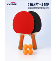CKSPOR 2’li Masa Tenisi Raketi Seti + 4 Pinpon Topu Ahşap Saplı Masa Tenisi Seti
