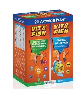 Vit&Fish Omega 3 Balık Yağı 150 ml + Beta Glukan Multivitamin & Multimineral 150 ml