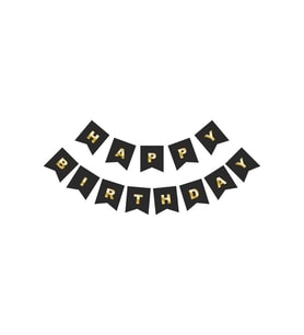 Siyah Gold Happy Yaldızlı Banner