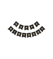 Siyah Gold Happy Yaldızlı Banner