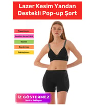 Özel Üretim Toparlayıcı Sıkılaştırıcı İz Göstermeyen Şekillendirici Yandan Destekli Pop-Up Şort (Siyah)
