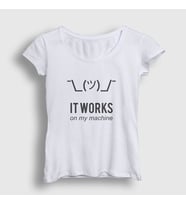 Presmono Kadın Beyaz It Works Developer Yazılımcı T-Shirt 335197tt (Beyaz)