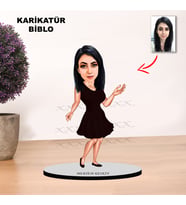 KİŞİYE ÖZEL KARİKATÜR  TASARIMLI KADIN BİBLO XKBK1