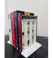 Roma Sütunlu Kitap Tutucu Çift – Mermer Beyaz – Hediye, Ev/Ofis-Dekoratif Kitaplık Aksesuarı