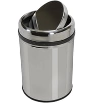 Krom Pratik Döner Kapaklı 8 Litre Çöp Kutusu Kovası