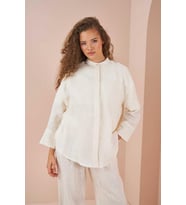 Oversize Ceket Tunik Keten Ekru (A.Ekru)