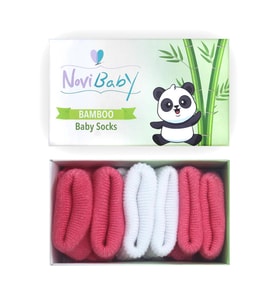 Novibaby 3'lü Bambu Yenidoğan Bebek Çorap I White Candy I 0-6 ay (Karışık)