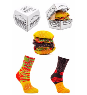 too'b Hamburger Desenli Unisex Renkli Hediyelik Çorap 2 Çift (Karışık)