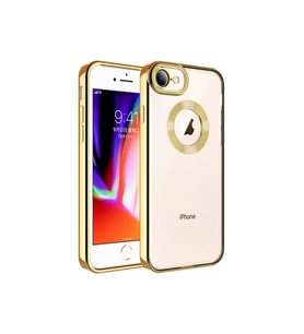 Apple iPhone SE 2022 Uyumlu Kılıf Kamera Korumalı Logo Gösteren Zore Omega Kapak (Gold)