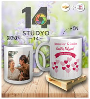 Stüdyo 14 Annler Günü Kişiye Özel Tasarlanabilir Resim + Yazı Kupa Mug - Anneler Günü Hediyesi-Sevgiliye Hediye