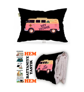 Karavan Camping Baskılı Tv Battaniyeli Opsiyonel Dekoratif Hediye Yastık Battaniye 2in1 Gifts-1
