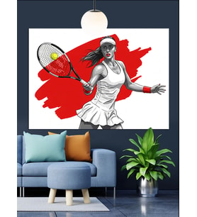 Tenis Oynayan Sporcu Kadın Dekoratif Kanvas - Mdf Ahşap Tablo