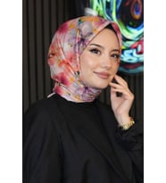 Orkide Desen Pudra Soft Pamuk Eşarp (Standart)