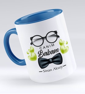 BK Gift Kişiye Özel Canım Babam Tasarımlı Mavi Kupa Bardak - Model 5