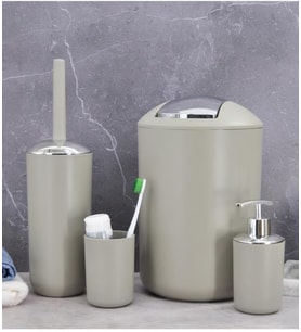 Bej, Banyo Aksesuar Seti, Çöp Kovası Seti - Brazil Model
