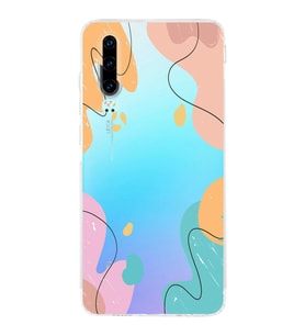 Huawei P30 Uyumlu Kamera korumalı Kapak Karışık Renkler Tasarımlı Şeffaf Kılıf