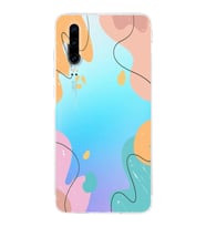 Huawei P30 Uyumlu Kamera korumalı Kapak Karışık Renkler Tasarımlı Şeffaf Kılıf
