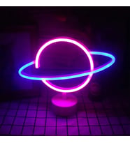 Neon Işıklı Satürn Lamba Pil+Usb