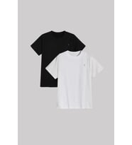 Erkek Çoklu Renk Bisiklet Yaka Standart %100 Pamuk Erkek T-Shirt 2'li paket (Siyah - Beyaz)