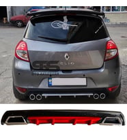 Renault Clio 3 Difüzör Arka Tampon Eki 2 Egzoz Çıkışlı Kırmızı Lüx Tip