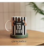 Kişiye Özel Baskılı FB-BJK-GS-TS Forma Tasarımlı Porselen Kupa (Beyaz-Siyah)