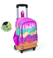 Coral High Kids Pembe Rengarenk Dondurma Desenli Üç Bölmeli Çekçekli Okul Sırt Çantası 23931