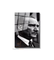 Dikey Cam Tablo Salon Duvar Tablosu Dikey Cam Yandan Sb Portre Ataturk Yeni Ev Hediyesi Ofis Tablosu