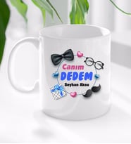 BK Gift Kişiye Özel Canım Dedem Tasarımlı Kupa Bardak-1 (Beyaz)