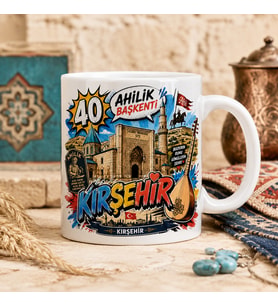 Kırşehir Temalı Hediyelik Kupa Bardak - 40 Plaka Ahilik Başkenti Çizgi Roman Baskılı Özel Tasarım Kupa