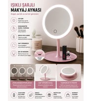 Şarjlı LED Işıklı Makyaj Aynası – Masaüstü Dokunmatik Ayarlanabilir Ayna