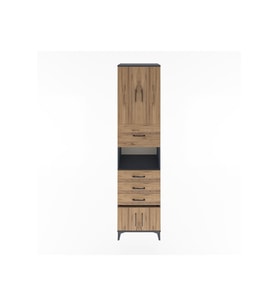 Hyperion Dolap 3 Raflı 4 Çekmeceli 4 Kapaklı 60x44x243 Antrasit-Çam