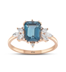 2.20 Karat Laboratuvar Pırlanta London Blue Yüzük - HRD Sertifikalı