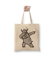 Dabbing Rhino Rhinoceros Dab Animal Gergedan Bez Çanta Uzun Saplı Alışveriş Çantası Plaj Çantası (Beyaz)