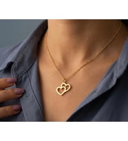 Kişiye Özel Şık Kalpler Kolye 925K Gümüş (Gold) Sevgiliye Zarif Hediye