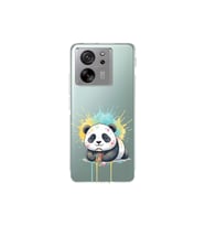 Xiaomi Mi 13T ile Uyumlu Splash Panda Tasarımlı Şeffaf Silikon Kılıf