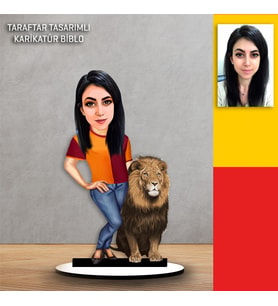 Kişiye Özel Karikatür Sarı Kırmızı Kadın Taraftar Tasarımlı  Biblo  B137