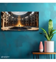 Yatay Panoramik Kanvas Tablo Antik Mimari Şehir Mimari Tablo Ev Ofis Duvar Dekoru